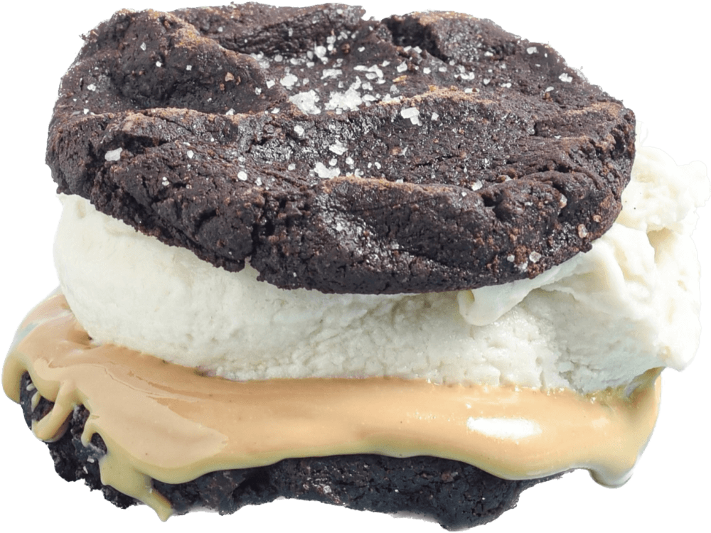 Ice Cream Sandwich Lenny Kravitz: Schoko-Cookies mit Vanilleeis und Erdnusscreme